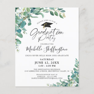 Papier Invitation de script Eucalyptus de graduation budg