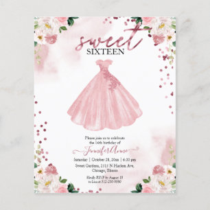 Papier Invitation de Sweet 16 à petit budget Robe florale