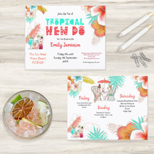 Papier Invitation de week-end entre filles à thème tropic