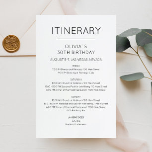 Papier Invitation d'itinéraire d'anniversaire de week-end