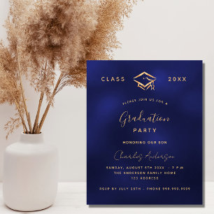 Papier Invitation d'or bleu marine