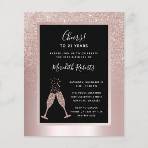 Papier Invitation du 21e anniversaire du Toast de Champag