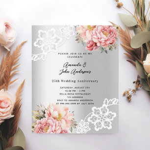 Papier Invitation du 25e anniversaire du mariage Silver r