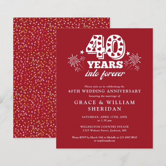Papier Invitation du 40e anniversaire du budget (Devant / Derrière)