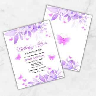 Papier Invitation du Baby shower Baisers à papillon budgé