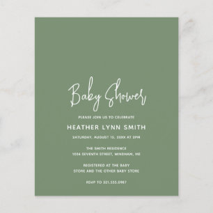 Papier Invitation du Baby shower Budget Vert de Sage mode