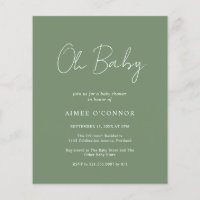 Invitation du Baby shower Budget Vert de Sage mode