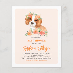 Papier Invitation du Baby shower Cavalier King Charles Pe