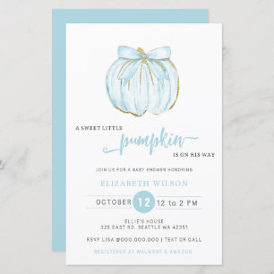 Papier Invitation du Baby shower Citrouille bleu Boy Boy