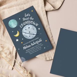 Papier Invitation du Baby shower de la Lune externe de l'