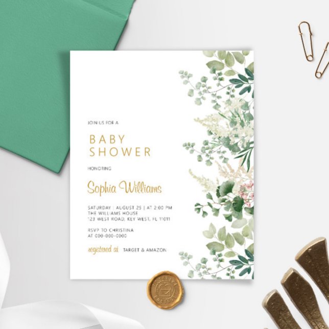 Papier Invitation du Baby shower de la verdure forestière (Créateur téléchargé)