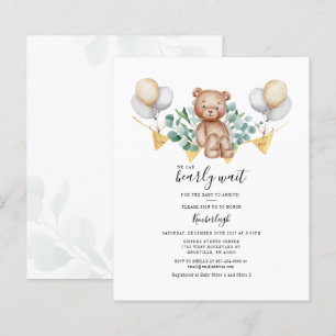 Papier Invitation du Baby shower de l'ours Eucalyptus