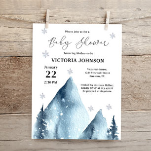 Papier Invitation du Baby shower de montagne d'hiver Budg