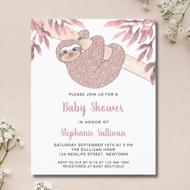 Papier Invitation du Baby shower de parement rose budget (Créateur téléchargé)
