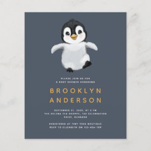 Papier Invitation du Baby shower de pingouin BUDGET