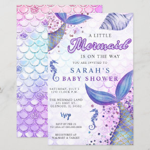 Papier Invitation du Baby shower de sirène mauve budgétai