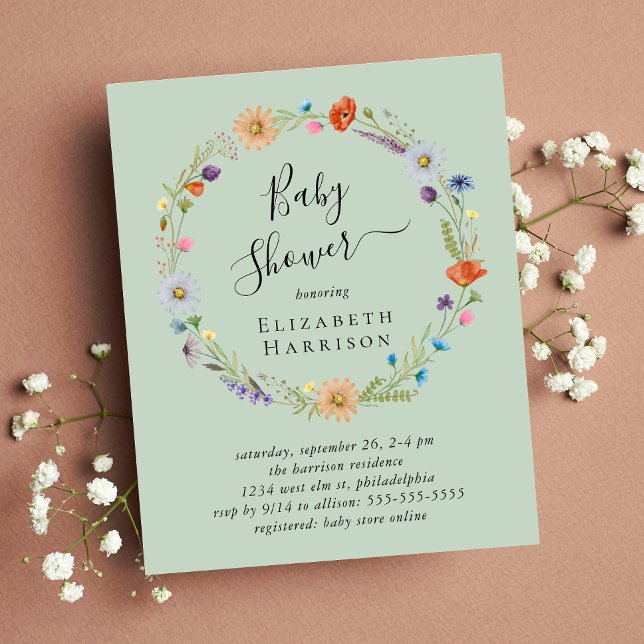 Papier Invitation du Baby shower de stockage floral Boho  (Créateur téléchargé)
