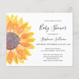 Papier Invitation du Baby shower de tournesol jaune Budge