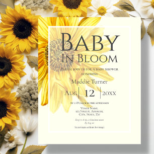 Papier Invitation du Baby shower de tournesol jaune Budge