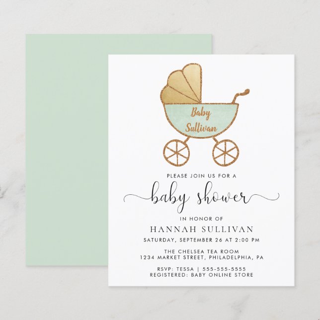 Papier Invitation du Baby shower de transport de la Monna (Devant / Derrière)