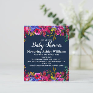 Papier Invitation du Baby shower floral botanique budgéta