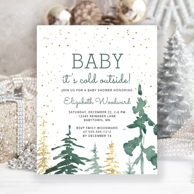 Papier Invitation du Baby shower forestier d'hiver du bud (Créateur téléchargé)