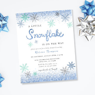 Papier Invitation du Baby shower Little Snowflake Budget