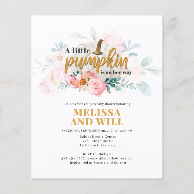 Papier Invitation du Citrouille Baby shower des couples b (Devant)