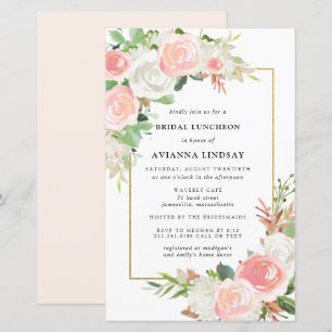 Papier Invitation du déjeuner de mariée rose-blanc rose