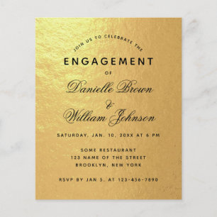 Papier Invitation du Fiançailles budgétaire sur Faux Gold