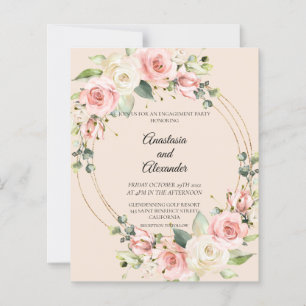 Papier Invitation du Fiançailles Floral Watercolor Budget