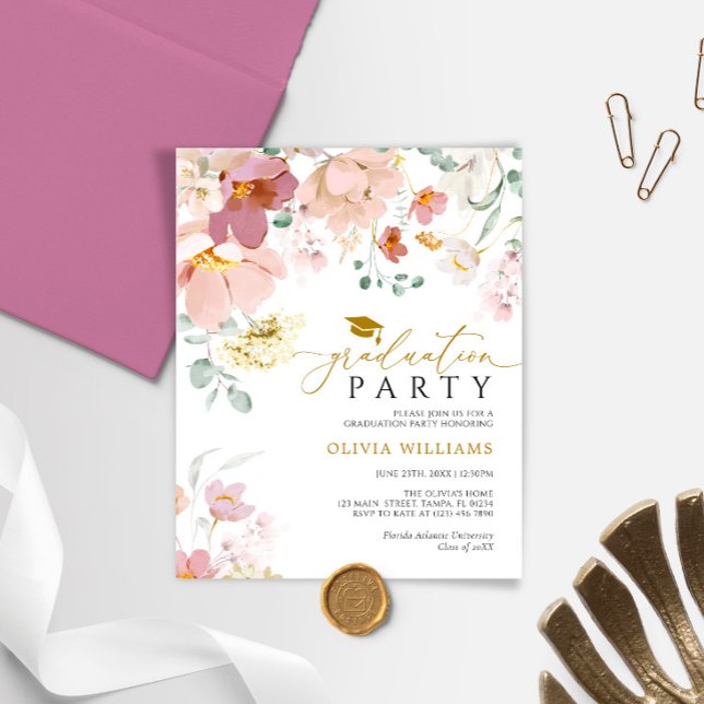 Papier Invitation du Fleur sauvage du budget à la fête de (Créateur téléchargé)