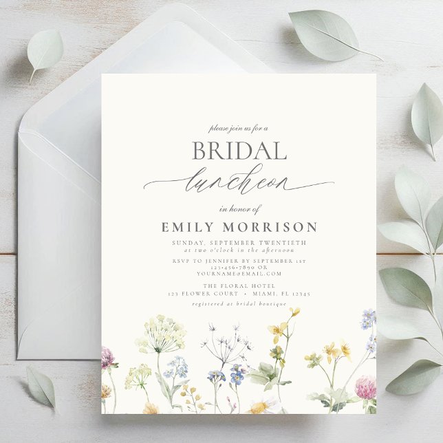 Papier Invitation du Fleur sauvage du déjeuner nuptial (Créateur téléchargé)