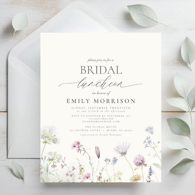 Papier Invitation du Fleur sauvage du déjeuner nuptial (Créateur téléchargé)
