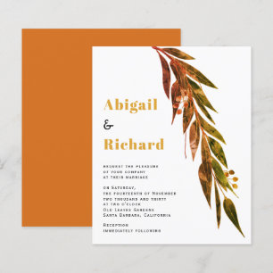 Papier Invitation du mariage de automne de la branche euc