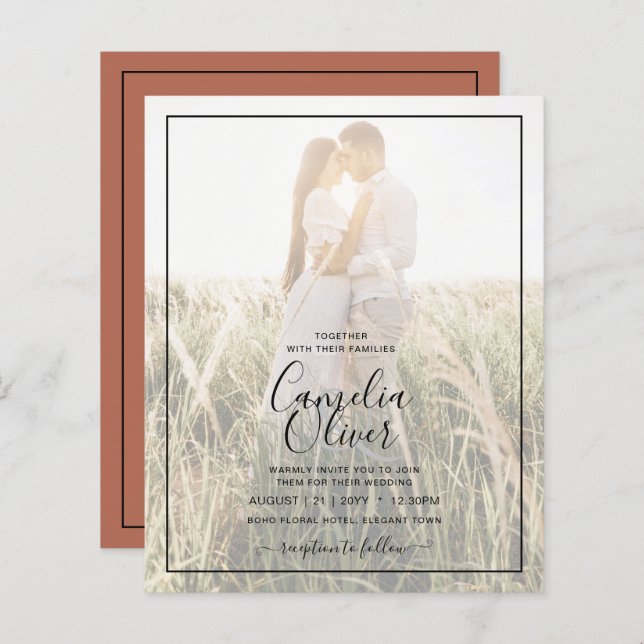 Papier Invitation du Mariage du budget (Devant / Derrière)