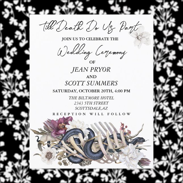 Papier Invitation du Mariage du budget d'Halloween Floral (Créateur téléchargé)
