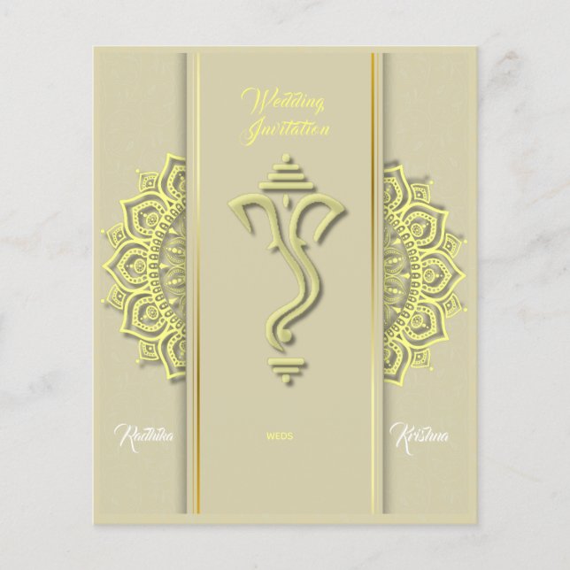 Papier Invitation du mariage indien hindou Budget Ganesha (Devant)