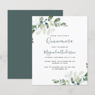 Papier Invitation du parti Eucalyptus Quinceanera BUDGET