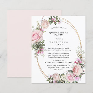 Papier Invitation du parti Quinceanera Floral Rose Budget