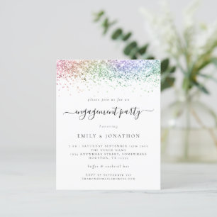 Papier Invitation du script de Parties scintillant arc-en