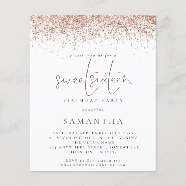 Papier Invitation du Sweet sixteen de Parties scintillant (Devant)