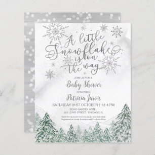 Papier Invitation d'un petit Baby shower gris Snowflake