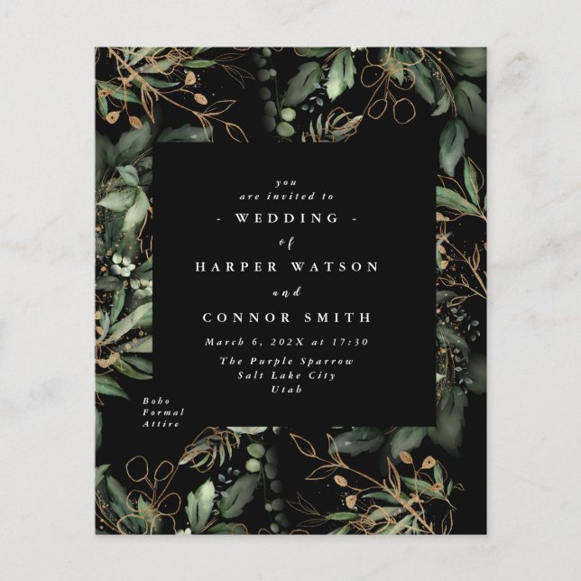Papier Invitation ECO Premium Black Gold Budget Eucalyptu (Devant)