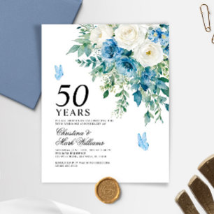 Papier Invitation élégante bleu poussiéreux pour noces d'
