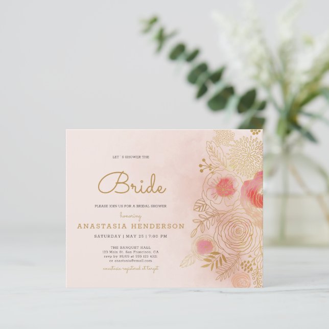 Papier Invitation Élégante de douche nuptiale budget (Debout devant)
