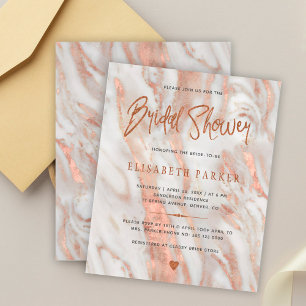 Papier Invitation élégante en marbre or rose pour une bab