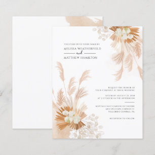 Papier Invitation en terre cuite et herbe des Pampas à pe