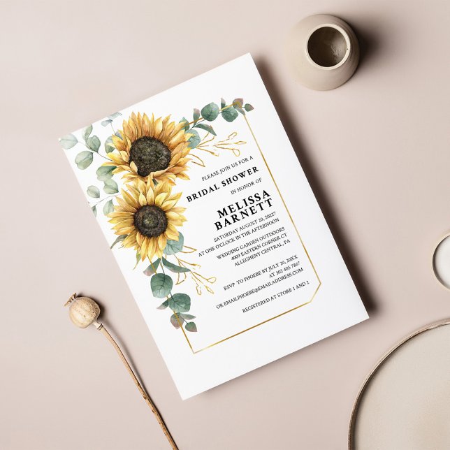 Papier Invitation Fête des mariées Budget Sunflower Eucal (Créateur téléchargé)