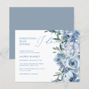 Papier Invitation Fête des mariées florale bleu budget